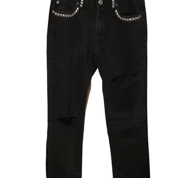 * BESS MID-RISE STRAIGHT LEG BLACK JEANS - Picture 1 of 10